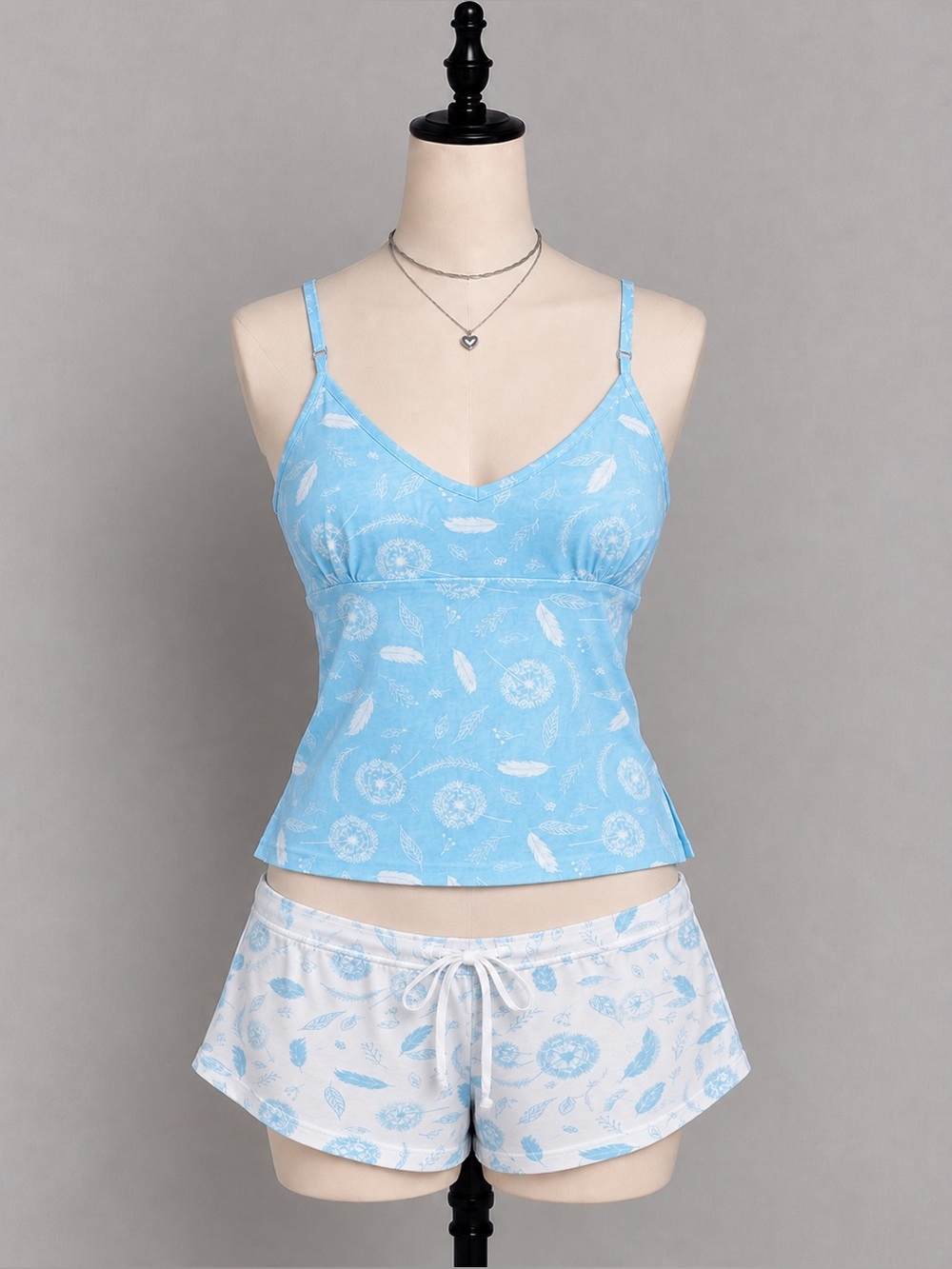 La Vie en Rose 100% Cotton 2-Piece Cami Pajama Set Dandelion Print